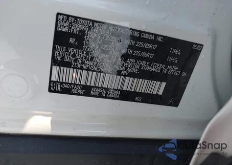 2022 Toyota Rav4 Xle z USA, uszkodzony, nr VIN 2T3P1RFV5NC288265